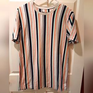 San Francisco Work Shirt Vertical Stripes Short Sleeve Crew Neck T-shirt size L